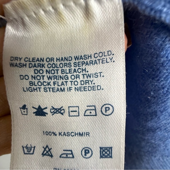 Lands' End Knit Sweater Tee Sz:L Blue Stretch Office Career 100% cashmere - Picture 8 of 12